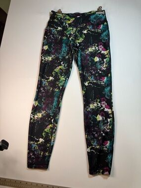 Women's Black Floral Print Stretch Leggings